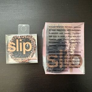 5 Slip Pure Silk Scrunchies- 1 Large Black & 4 Skinny-Pink Caramel Black Leopard